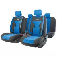 ECO1105 BKBL (M)чехлы для сиденья! EXTRA COMFORT, карман, 6 молний, чёрн.синий, разм.М ECO-1105 BK/BL (M)