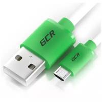 Кабель GCR USB - microUSB (GCR-UA1), 0.5 м, зеленый/белый