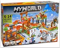 Конструктор Майнкрафт MYWORLD / Защита огненной шахты / игровой набор 578 деталей с LED подсветкой 5 фигурок / Детский конструктор