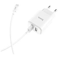 Сетевое зарядное устройство Hoco C62A + кабель microUSB, white