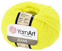 Пряжа YarnArt Jeans (ЯрнАрт Джинс), 55 % хлопок, 45 % акрил, 1 моток, 50 г, 160 м, 58 жёлтый неон