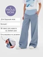 Брюки палаццо Proud Mom, размер L, голубой