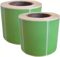 Термоэтикетки ЭКО 58*40 мм зеленая (500 шт в рулоне) на самоклеящейся основе, втулка 40 мм (упаковка 2 рулона)