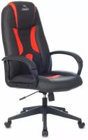 Кресло игровое Zombie 8 черный/красный, экокожа / Компьютерное геймерское кресло, крестовина пластик