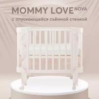 Кроватка для новорожденных трансформер с опускающейся стенкой от 0, Happy Baby MOMMY LOVE, люлька-кроватка, колёса, маятник