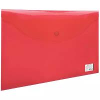 BRAUBERG Папка-конверт с кнопкой A4, пластик 150 мкм, красный