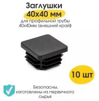 Заглушка плоская для профильной трубы, столба, забора 40х40 мм пластиковая 10 шт