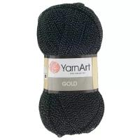 Пряжа для вязания YarnArt 'Gold' 100гр 400м (92% акрил, 8% металлик) (13284 черн./серебро), 5 мотков