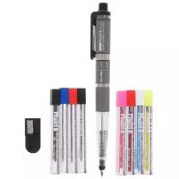 Pen. Набор Pentel Super Multi 8 (ручка-карандаш,5 наб. цв. грифелей 2мм,3 наб. стержней (черн, кр, син.)