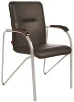 Конференц-кресло Samba silver черное (искусственная кожа/орех/металл)