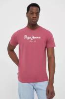 Pepe Jeans London, Футболка мужская, цвет: темно-розовый, размер: S