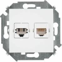 Simon 15 Белая Розетка ТЛФ + комп RJ11+RJ45 кат.5е