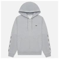 Мужская толстовка Lacoste Branded Bands Zippered Fleece Hoodie серый, Размер XL