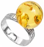 Кольцо Amberprofi серебро, 925 проба, янтарь