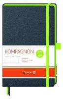 Блокнот Brunnen Компаньон Тренд, 80 гр/м2, 12.5 х 19.5 см, 96 л, цвет обложки черный, резинка и обрез - зеленый