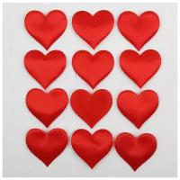 Сердечки декоративные, набор 12 шт, размер 1 шт 6,5*5 см, цвет красный 3944555