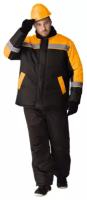 Куртка зимняя рабочая мужская Стандарт, черный/оранжевый, размер (48-50; 182-188)