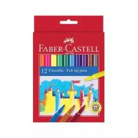 FABER-CASTELL Фломастеры faber-castell, 12 цветов, смываемые, картонная упаковка, европодвес, 554212