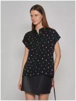 Блузка-рубашка с коротким рукавом, цвет Черный, размер XXL