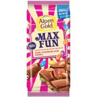 Шоколад Alpen Gold Max Fun с карамелью мармеладом и печеньем