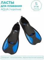 Ласты пластиковые с резиновыми вставками закрытая пятка INDIGO AQUA S (37-38) Черно-синий
