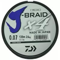 Плетеный шнур Daiwa J-Braid X4 Dark Green 0.07мм 135м