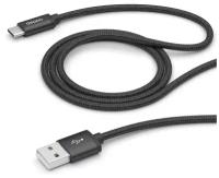 Дата-кабель Alum USB A - USB Type-C, алюминий/нейлон, USB 2.0, 2.4А, 1.2м, черный, Deppa 72328