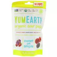 YumEarth Леденцы на палочке Organic Sour Pops ассорти, 85 г, дой-пак, 14 шт. в уп