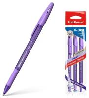 Набор ручек шариковых 3 штуки R-301 Violet Stick & Grip, узел 0.7 мм, чернила фиолетовые, резиновый упор, длина линии письма 2000 метров, европодвес