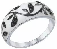Кольцо SOKOLOV из серебра с эмалью с чёрными фианитами 94012307