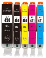 Набор картриджей для Canon PIXMA iP7240, MG5440, MG5540, MG6640, MG5640, MG6440, MX924, iX6840 (совместимые с PGI-450, CLI-451), совместимые, 5 цветов
