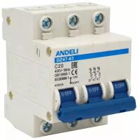 Автоматический выключатель ANDELI DZ47-63/3P 20A 4.5kA х-ка C ADL01-093 16086981