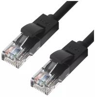 Патч-корд UTP cat.5e 1 Гбит/с RJ45 LAN CCA компьютерный кабель для интернета контакты 24K GOLD (GCR-LNC500), черный, 40.0м