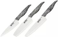 Набор из 3-х ножей Samura INCA SIN-0220W и подставки универсальной квадратной черной