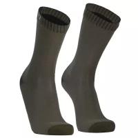 Водонепроницаемые носки туристические DexShell Ultra Thin Crew L (43-46), оливковый зеленый непромокаемые для бега и рыбалки