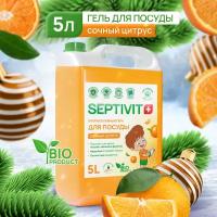 Средство для мытья посуды, овощей и фруктов SEPTIVIT Premium / Гель для мытья посуды Септивит / Моющее средство для посуды / Сочный цитрус 5л