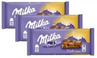 Шоколадная плитка Milka Triple Caramel / Милка Трипл карамель 3 шт. 90 г. (Германия)