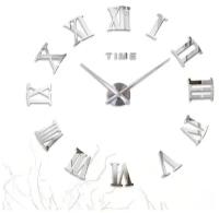 Большие настенные 3D часы MIRRON 100 R-С/Кварцевый бесшумный механизм/Римские цифры/Часы конструктор/Часы наклейка/100 см/Серый (серебристый) цвет