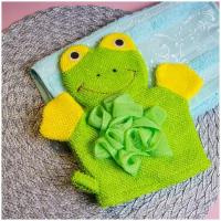 IBRICO/Мочалка-рукавичка, губка детская для купания малышей (Зеленый)