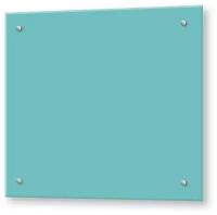Голубой защитный экран из закаленного стекла на кухонный фартук в зону мойки и плиты 600х550х4 мм
