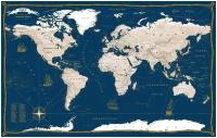 АГТ Геоцентр Карта мира в морском стиле 120х80 на рейках