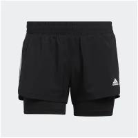 Шорты жен. GL7686/adidas/PACER 3S 2 IN 1/BLACK/WHITE/размер L