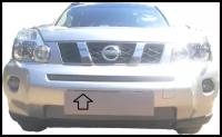 Защита радиатора (защитная сетка) Nissan X-Trail 2007-2010 хромированная верхняя узкая