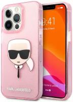 Чехол Karl Lagerfeld TPU Glitters Karl's head Hard для iPhone 13 Pro, розовый