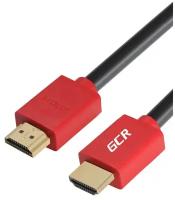 GCR Кабель 3.0m HDMI 1.4, красные коннекторы, 30/30 AWG, позолоченные контакты, FullHD, Ethernet 10.2 Гбит/с, 3D, 4Kx2K, экран