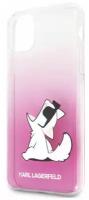 Чехол Lagerfeld для iPhone 11 Pro Max TPU/PC collection Choupette Fun Hard Gradient Pink