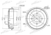 Барабан тормозной задн NISSAN: PRIMERA 90-96, PRIMERA 96-01, PRIMERA Hatchback 90-96, PRIMERA Hatchback 96-02, PRIMERA Traveller 90-98 Patron PDR1256