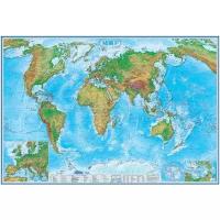 Атлас-принт Настенная Физическая карта мира 1:15 / размер 233Х158/новые границы