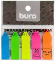 Закладки самоклеящиеся пластиковые Buro 45x12мм 5 цветов в упаковке 20 листов стрелки европодвес