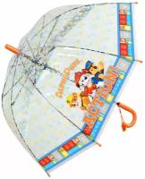 Зонт детский прозрачный трость полуавтомат Щенячий патруль P014, оранжевый